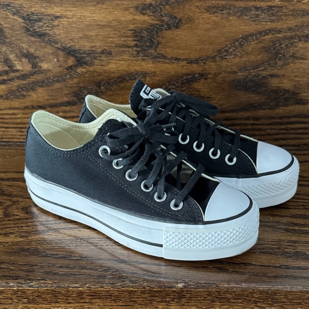 Converse Black Canvas Platform Sneakers